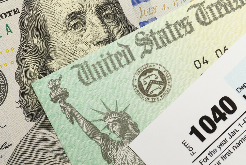 Tax refund with 1040 form